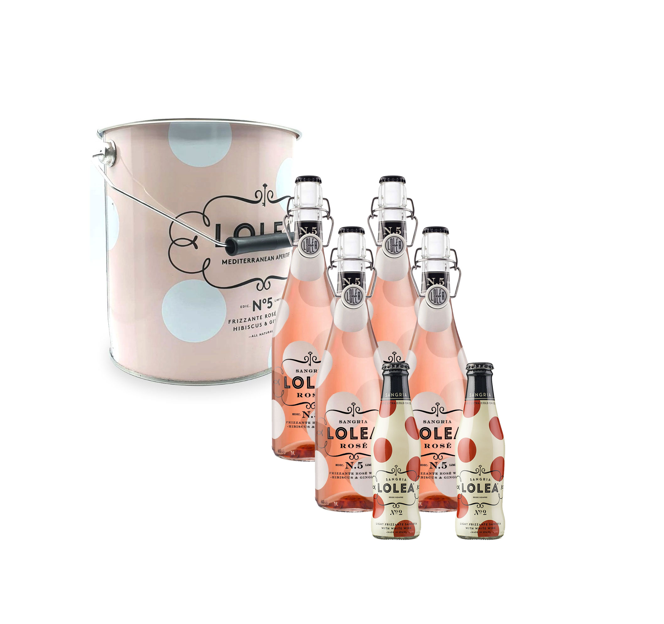 Lolea 4er Set Sangria N°5 ROSE 0,75L (8% Vol) + 2xWEIß 0,2L (7% Vol) und Kühler No5 GRATIS [Enthält Sulfite]