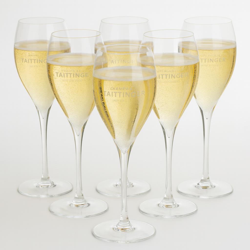 Taittinger Champagnergläser – 6er Set – Original Taittinger Flûtes mit Logo – Elegante Schaumweingläser für stilvollen Genuss