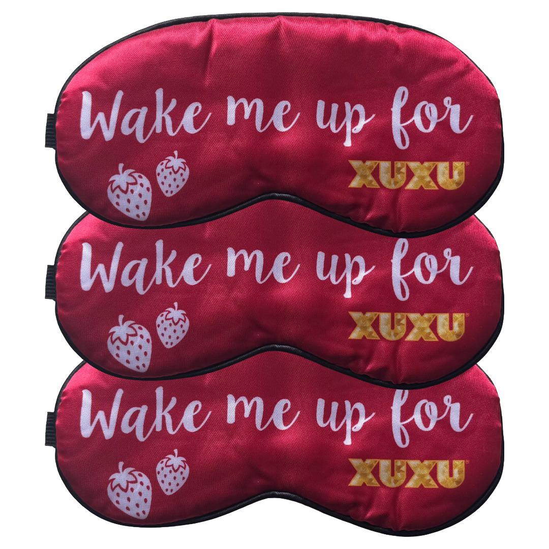 XUXU Schlafmaske 3er-Set – „Wake me up for XUXU“ – Verstellbares Band, stylisch & bequem