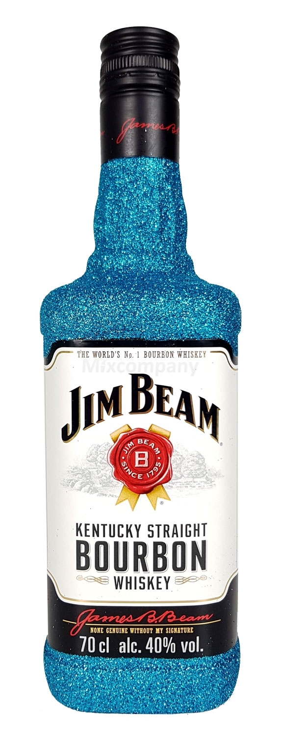 Jim Beam Bourbon Whiskey 0,7l 700ml (40% Vol) Bling Bling Glitzerflasche in blau -[Enthält Sulfite]