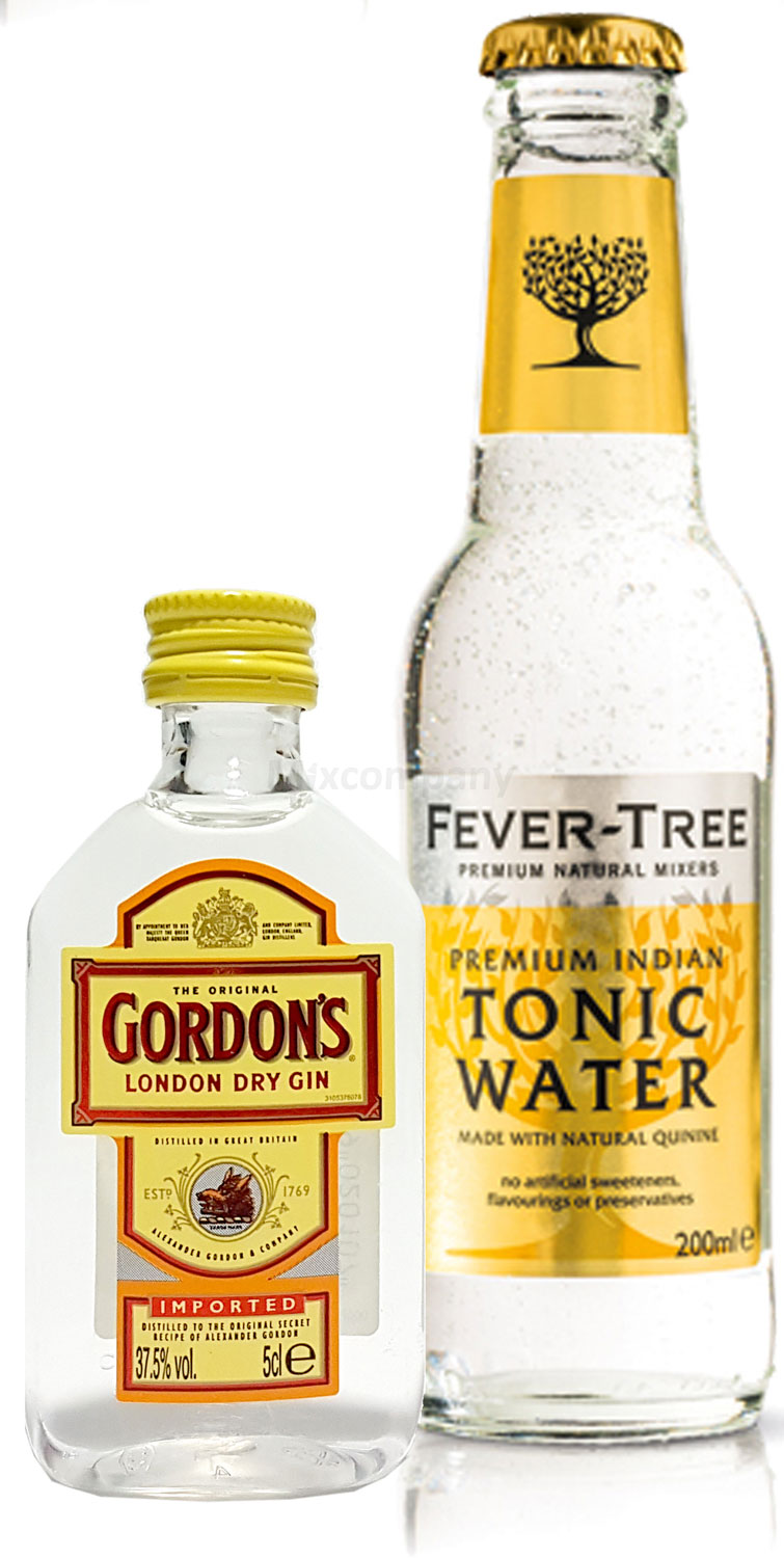 Gin Tonic Probierset - Gordon s London Dry Gin 50ml (37,5% Vol) + Fever-Tree Tonic Water 200ml inkl. Pfand MEHRWEG