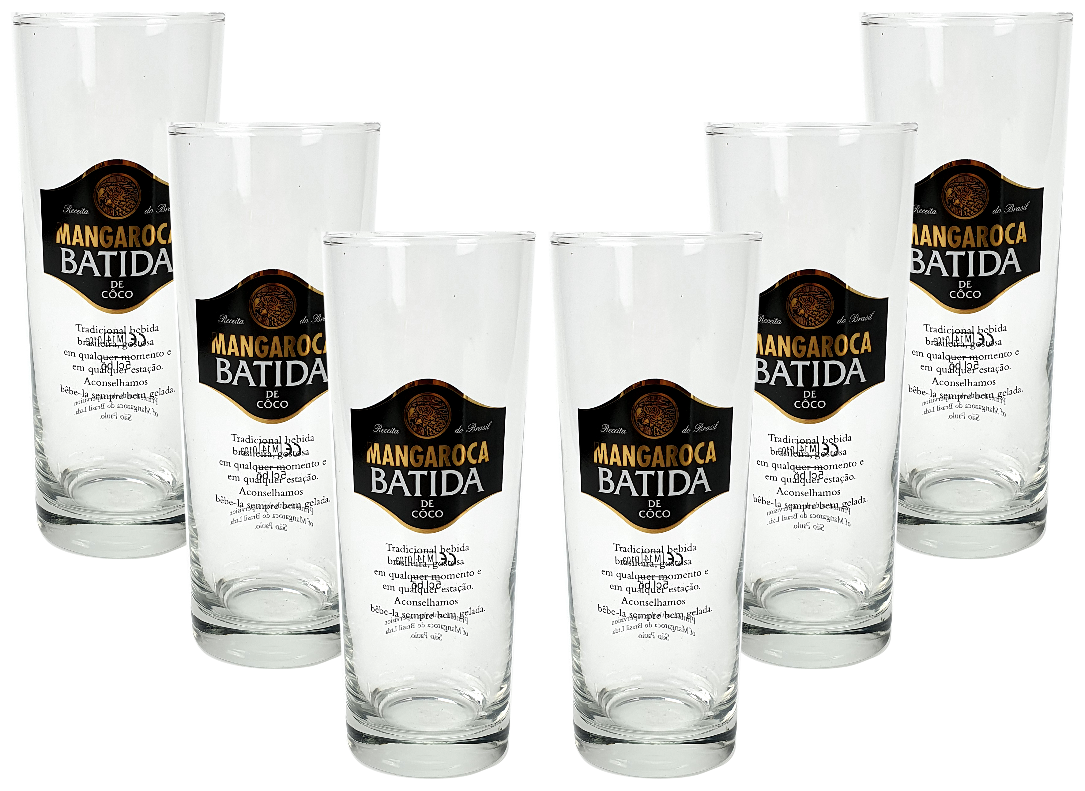 Mangaroca Batida Gläser - Kokoslikör Longdrink Gläser / Glas / 6er Set Cocktailgläser / Longdrinkgläser mit 5 cl Eichung / Eichstrich