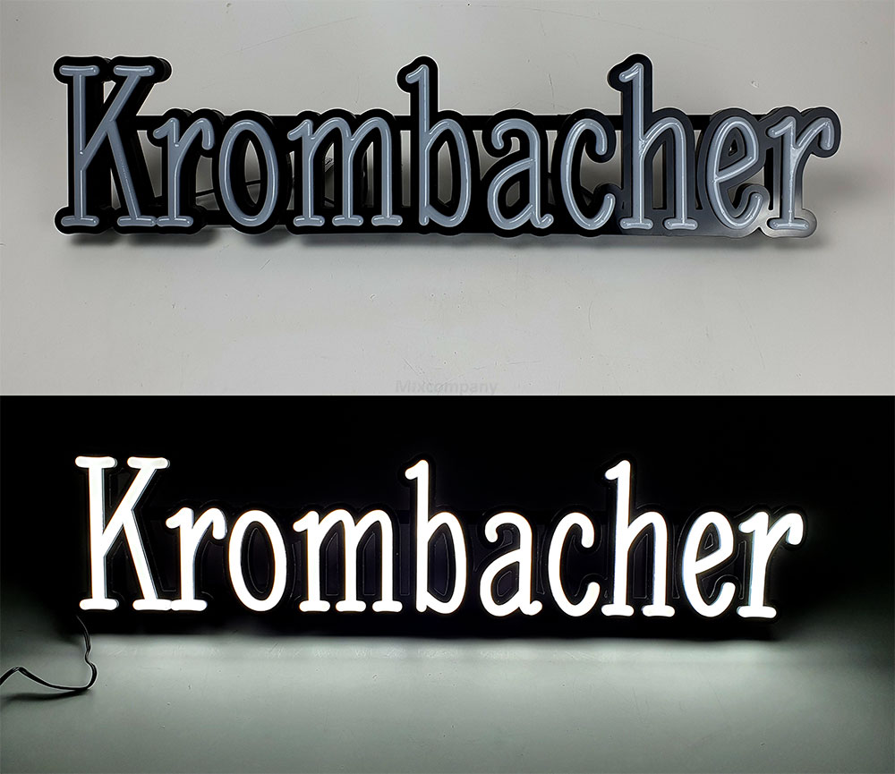 Krombacher Leuchtschild - Werbeschild / Werbetafel / Leuchtreklame LED Beleuchtet mit Netzteil & Dimmer