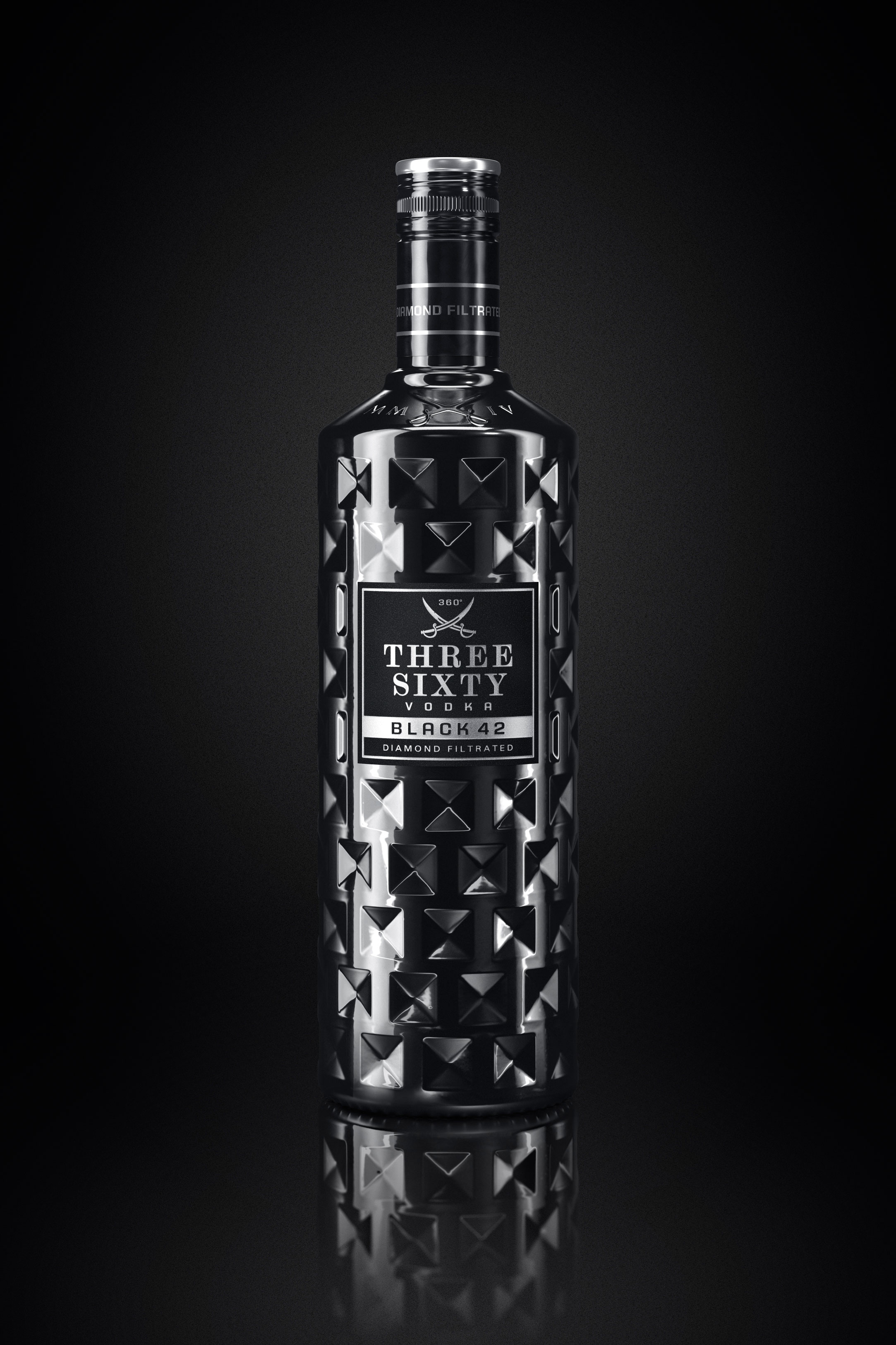 Three Sixty Set Geschenkset - Three Sixty Black Vodka Wodka 3L 3000ml (42% Vol) + 6x Tumbler 0,2l 200ml Facettenschliff Glas + Pumpe- [Enthält Sulfite]