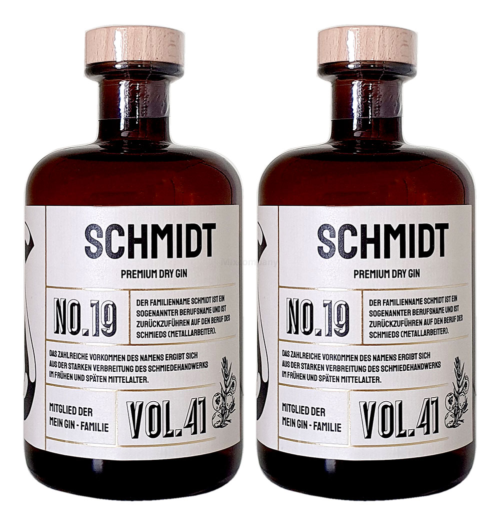 Schmidt 's Premium Dry Gin No19 - 2er Set Der Schmidt Gin 0,5L (41% Vol)- [Enthält Sulfite]