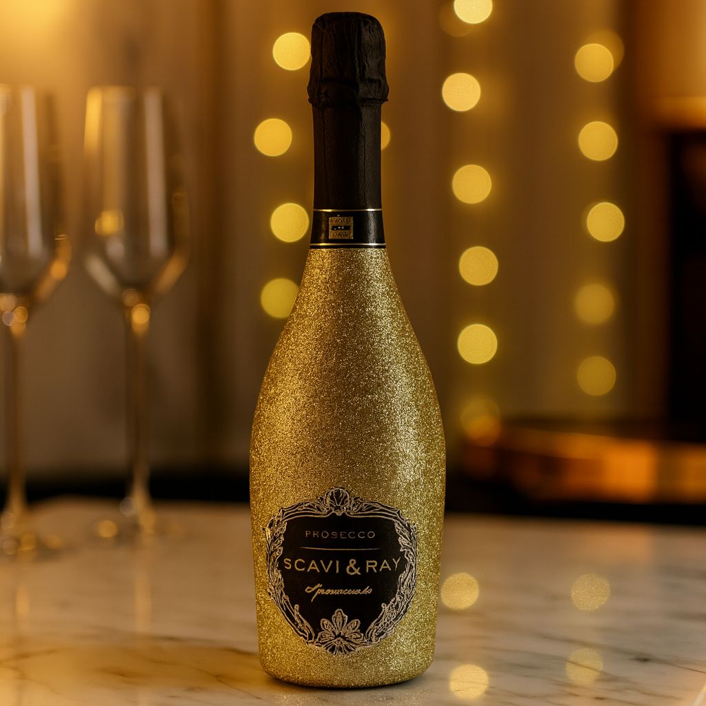 Scavi & Ray Prosecco Spumante Gold Edition 0,75L – 11% Vol. – Exklusive Glitterflasche - [Enthält Sulfite]