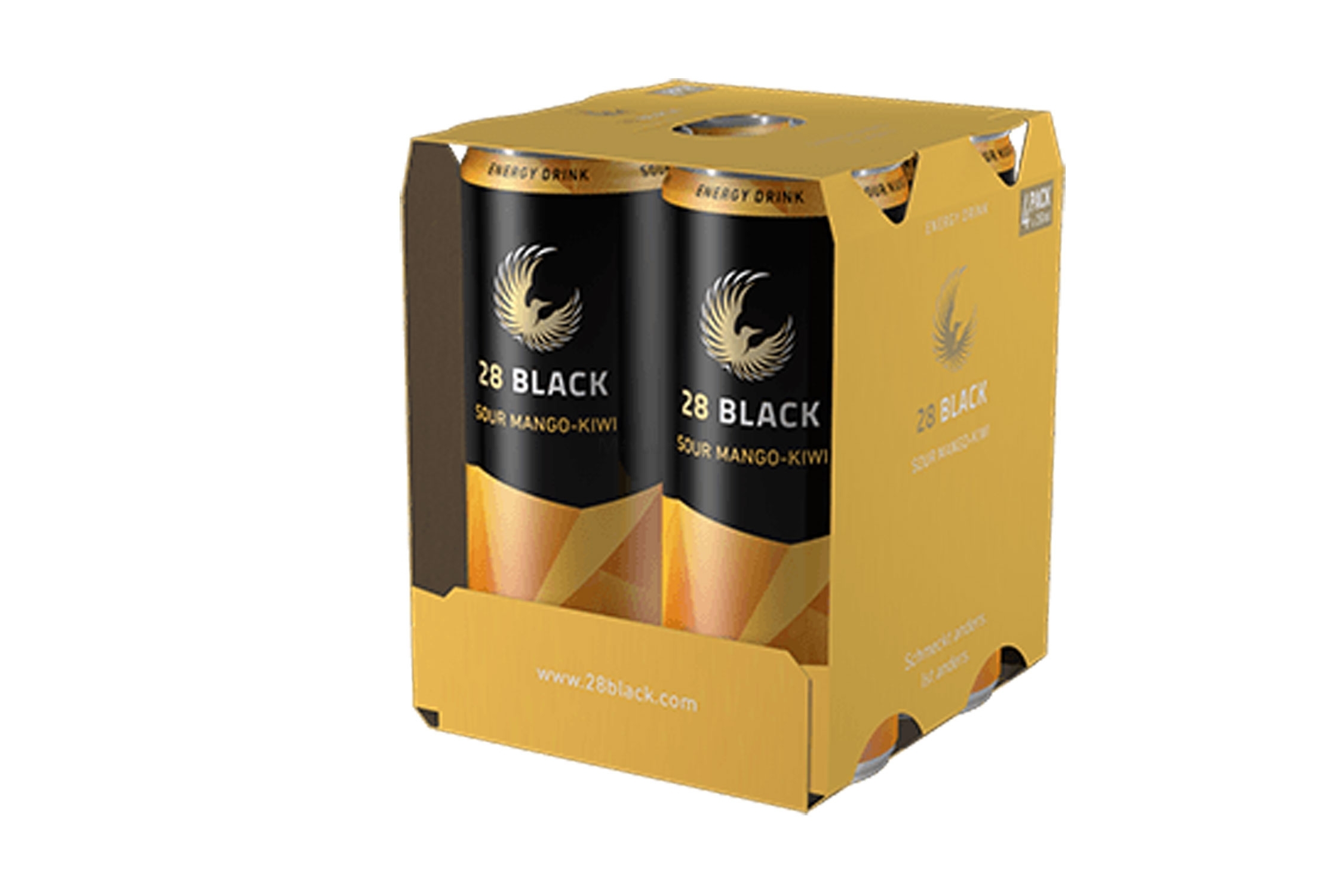 28 Black Sour Mango-Kiwi Energy Drink 4er Pack inkl. Pfand - 4x 250ml = 1000ml - EINWEG