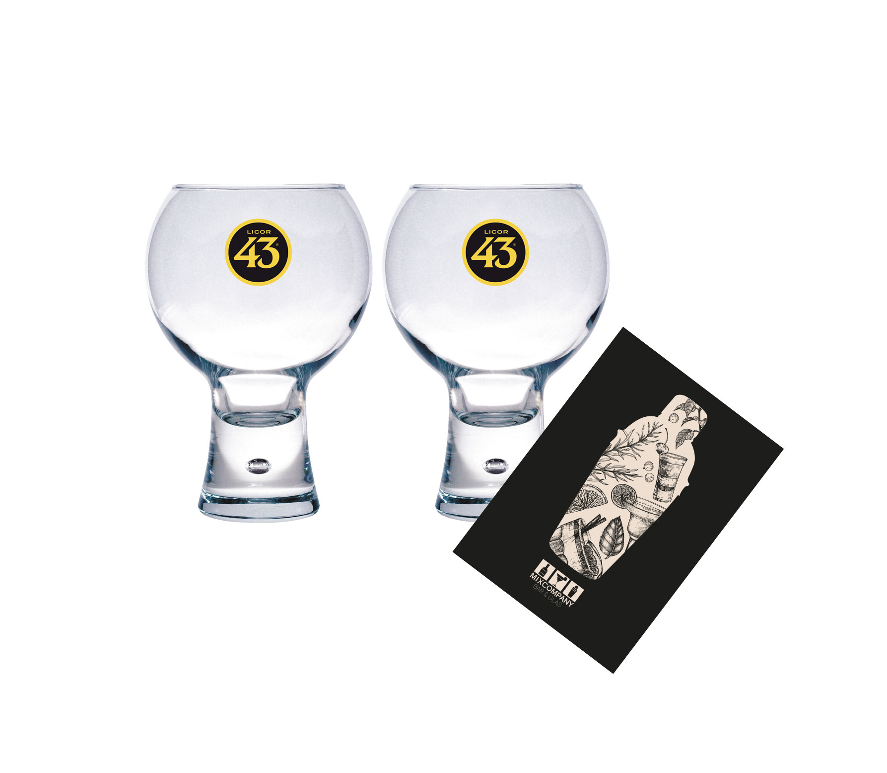 Licor 43 Cuarenta y Tres 2x Ballonglas Logo - 2er Set Glas Gläser Likör Liquor 43er