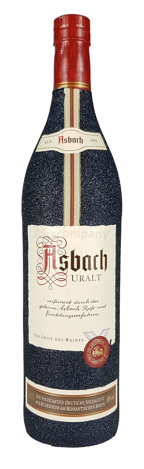 Asbach Uralt Weinbrand 0,7l 700ml (35% Vol) - Bling Bling Glitzerflasche in schwarz -[Enthält Sulfite]