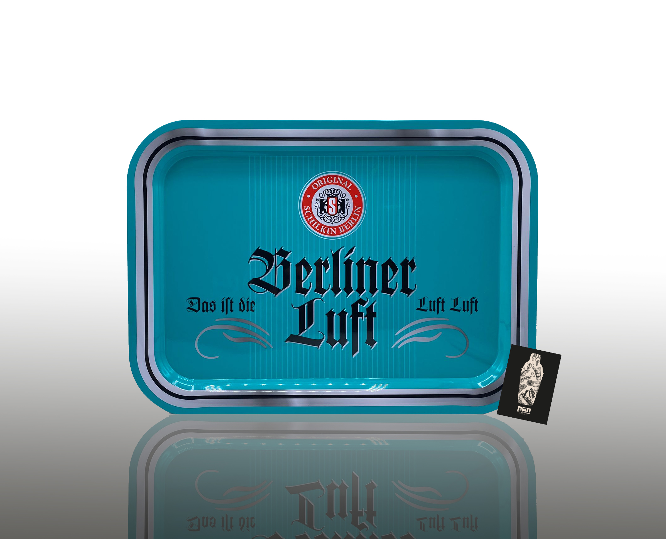 Berliner Luft Serviertablett Blech Tablett aus Metall Maße: 37x27cm inkl. Mixcompany Postkarte