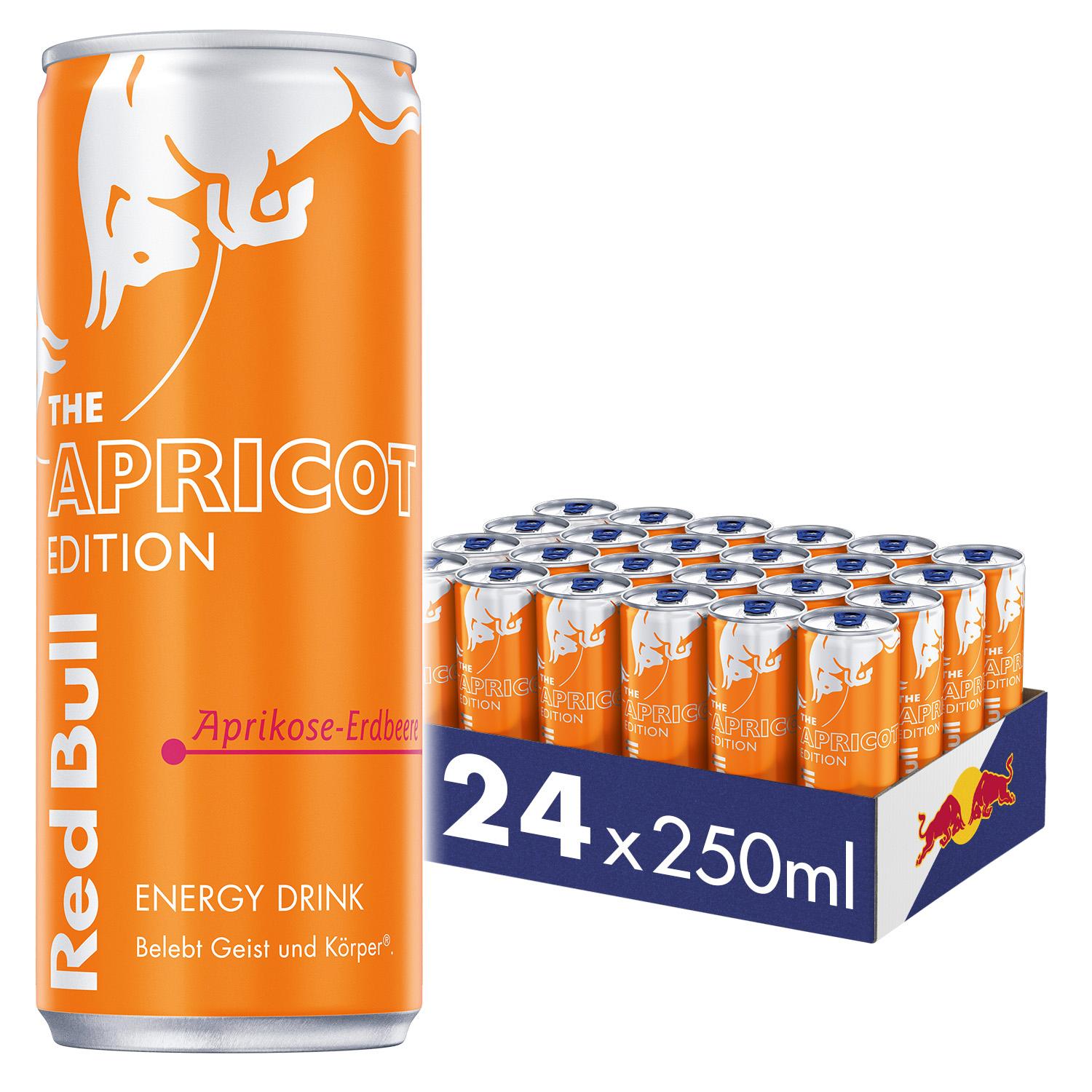 Red Bull Apricot Edition Aprikose–Erdbeere – 24×250 ml Tray – Energy Drink mit Apricot–Strawberry Geschmack – Erfrischend & belebend – inkl. Pfand Einweg