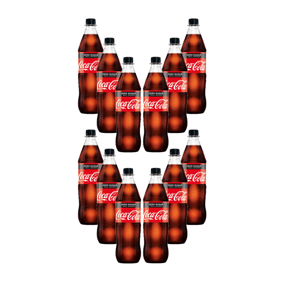 Coca Cola Zero 12er Set Zero Sugar 12x 1L inkl. Pfand MEHRWEG Glas Zuckerfrei