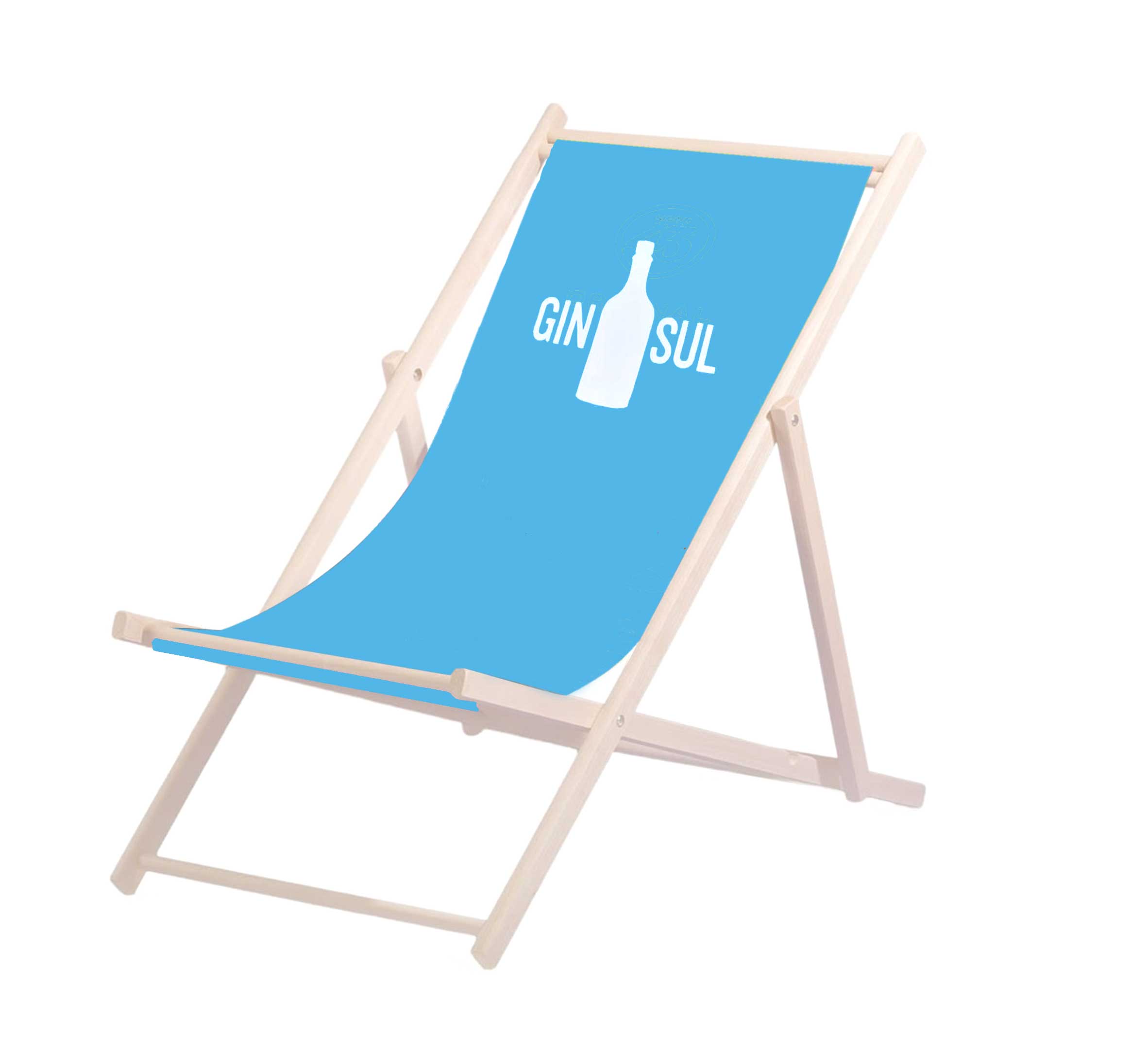 Gin Sul Sonnenstuhl Liegestuhl Stuhl aus Holz Gartenliege Klappstuhl blau verstellbar