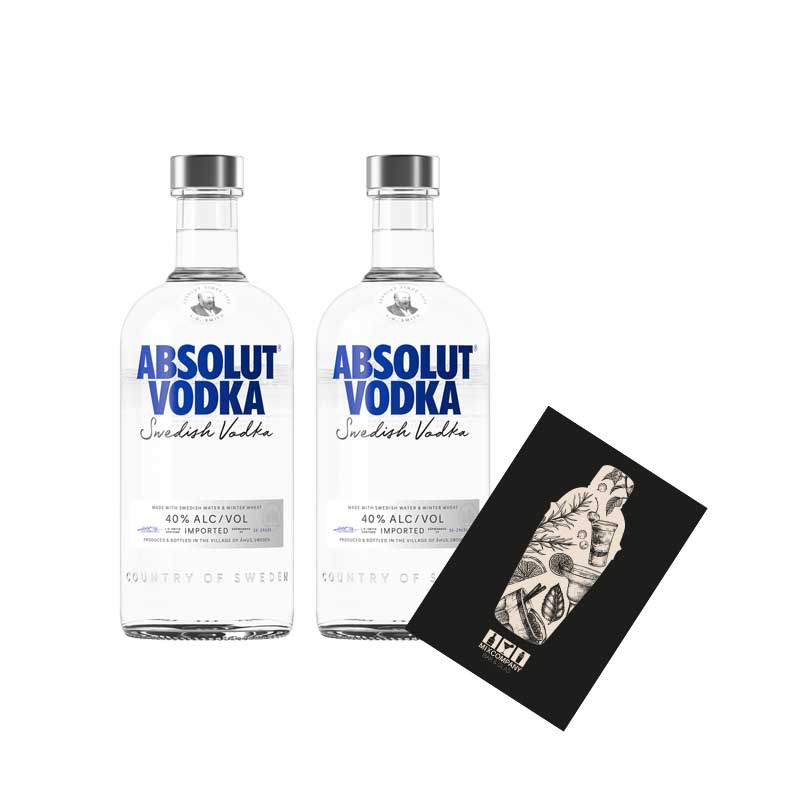 Absolut Vodka 2er Set swedish Schwedischer Vodka 2x 0,7L (40% Vol)- [Enthält Sulfite]