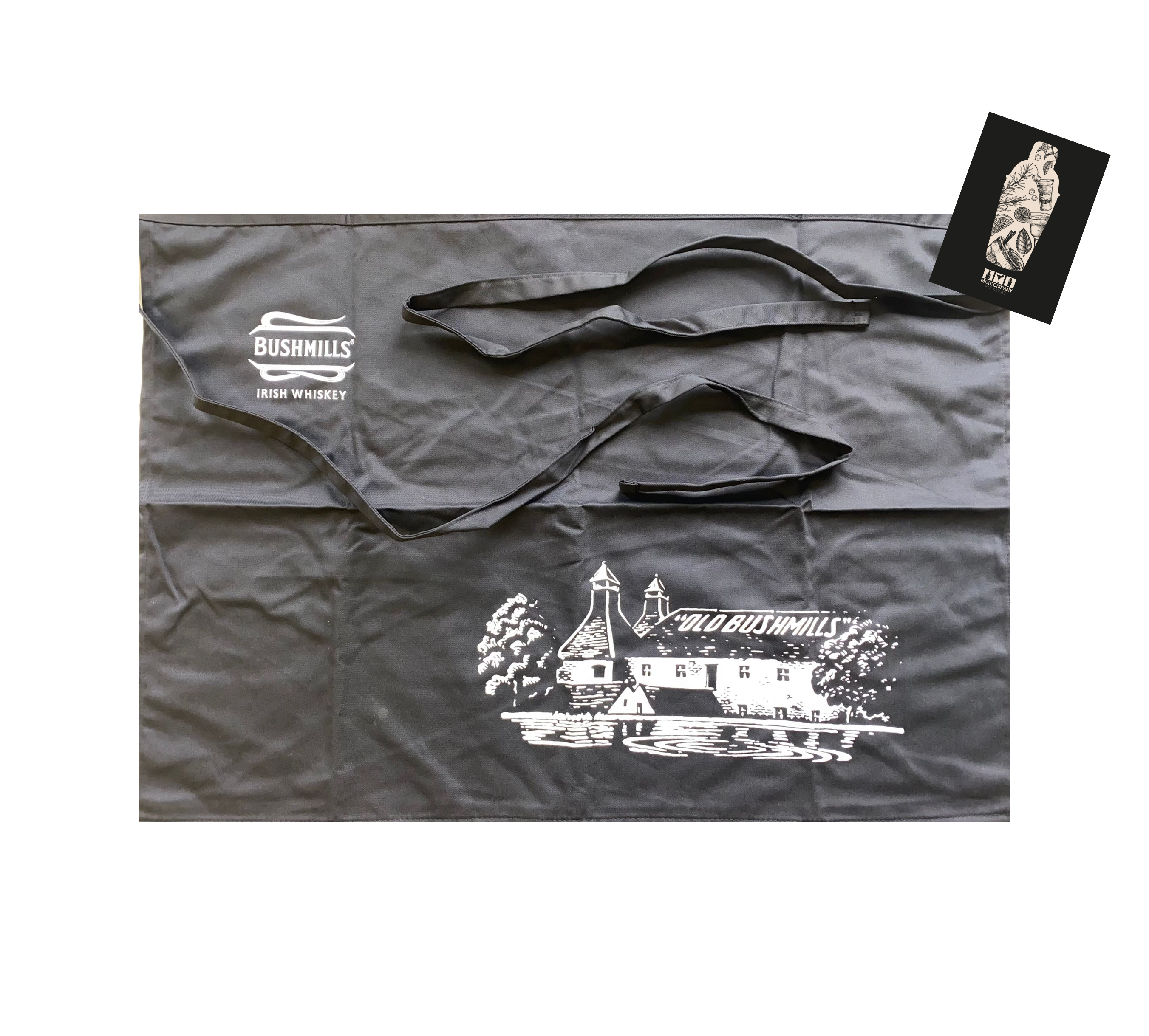 2x BUSHMILLS Kellner Schürze Whisky Vorbinder Küchenschürze Kellnerschürze schwarz - ca. 69x50cm