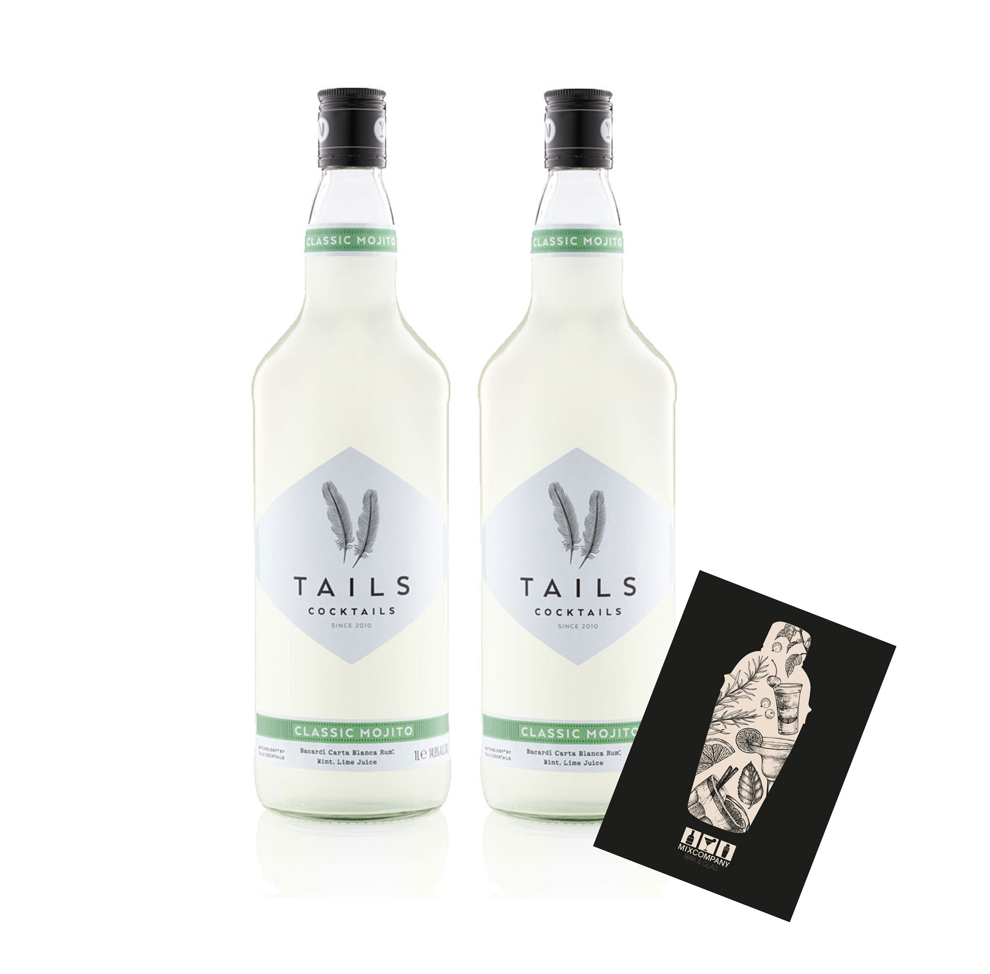 Tails Cocktails 2er Set classic Mojito 2x 1L (14,9% Vol) Fertig Cocktail Ready to Drink- [Enthält Sulfite]