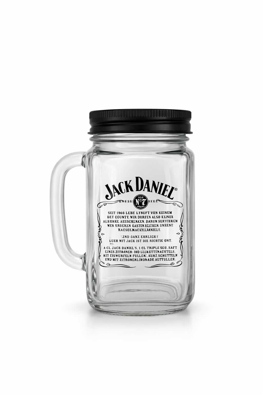 Jack Daniel’s Lynchburg Lemonade Gläser – 2er Set – Original Mason-Jar-Design mit Schraubdeckel – Trinkgläser mit Henkel