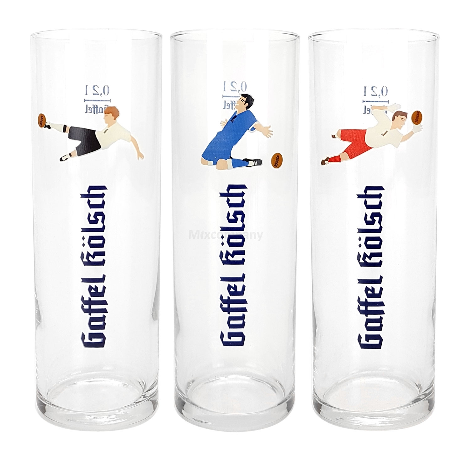 Gaffel Kölsch Bier Glas Fussball WM Edition - 1 Glas 0,2l geeicht in Blau