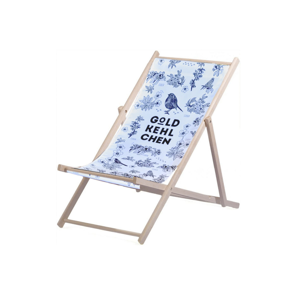 Cider Gold Kehlchen Liegestuhl Stuhl in weiß aus Holz Liege Klappstuhl Gartenmöbel Sommer Garnitur