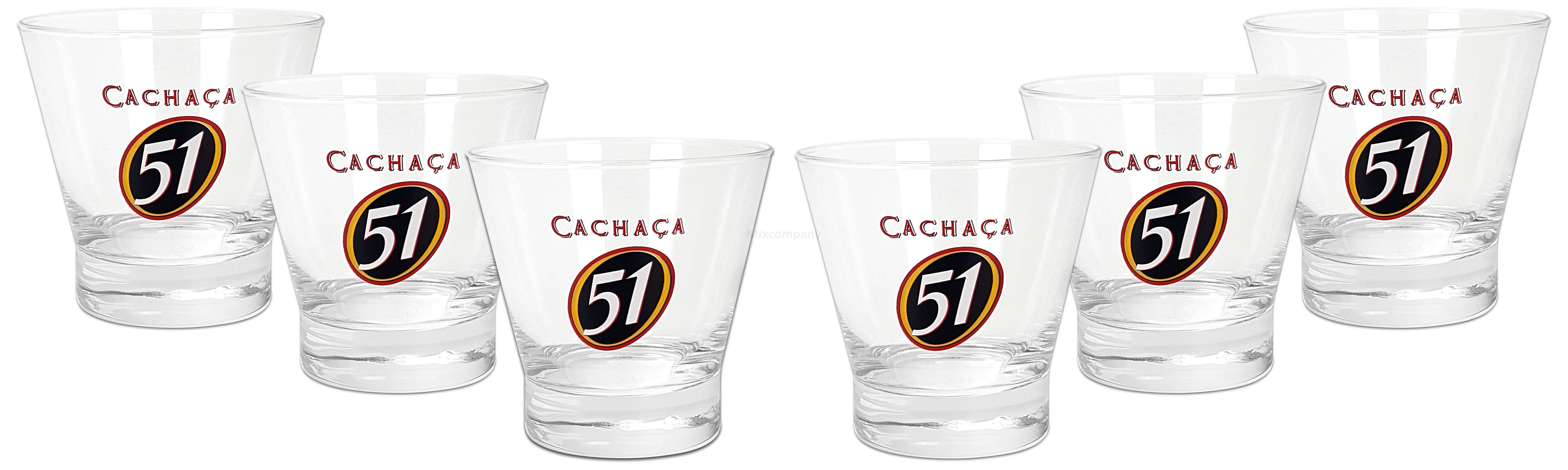 Cachaca 51 Tumbler Glas Gläser Set - 6x Tumbler 2/4cl geeicht