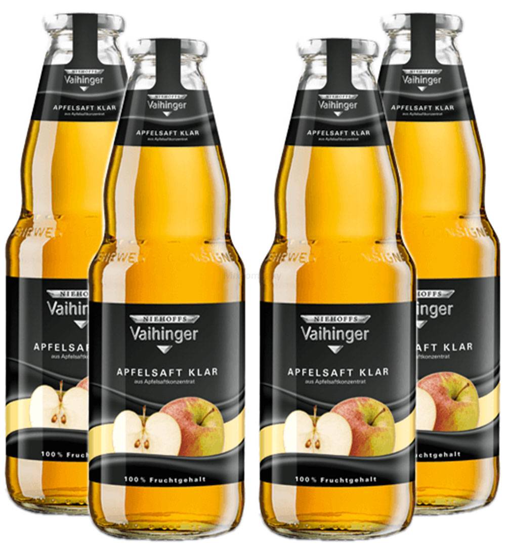 Niehoffs Vaihinger Apfelsaft klar 1L TWO -4er Set inkl. Pfand MEHRWEG