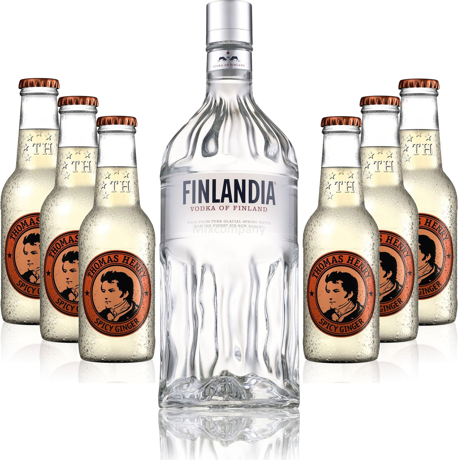 Moscow Mule Set - Finlandia Vodka 1L (40% Vol) + 6x Thomas Henry Spicy Ginger 200ml - Inkl. Pfand MEHRWEG