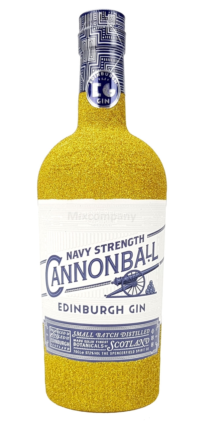 Edinburgh Cannonball Gin 0,7l 700ml (57,2% Vol) - Bling Bling Glitzer Glitzerflasche - gold -[Enthält Sulfite]