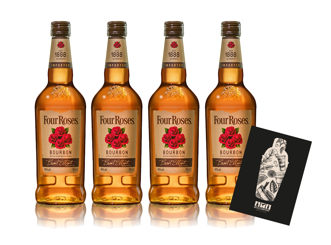 Four Roses 4er Set Bourbon Est. 1888 0,7L (40% vol) Kentuckys Straight Bourbon Whiskey - [Enthält Sulfite]