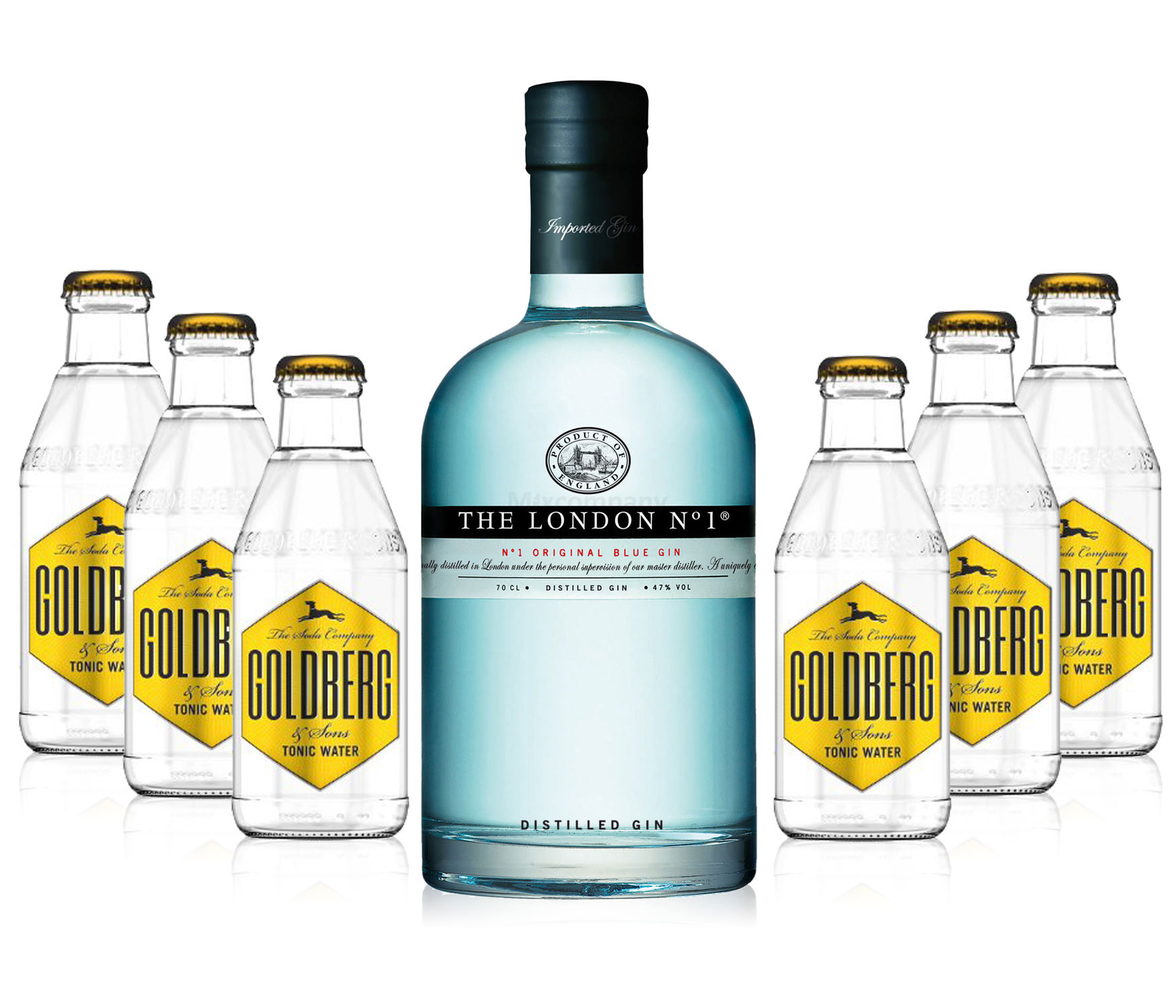 Gin Tonic Set - The London N1 Blue Gin 0,7l 700ml (47% Vol) + 6x Goldberg Tonic Water 200ml inkl. Pfand MEHRWEG