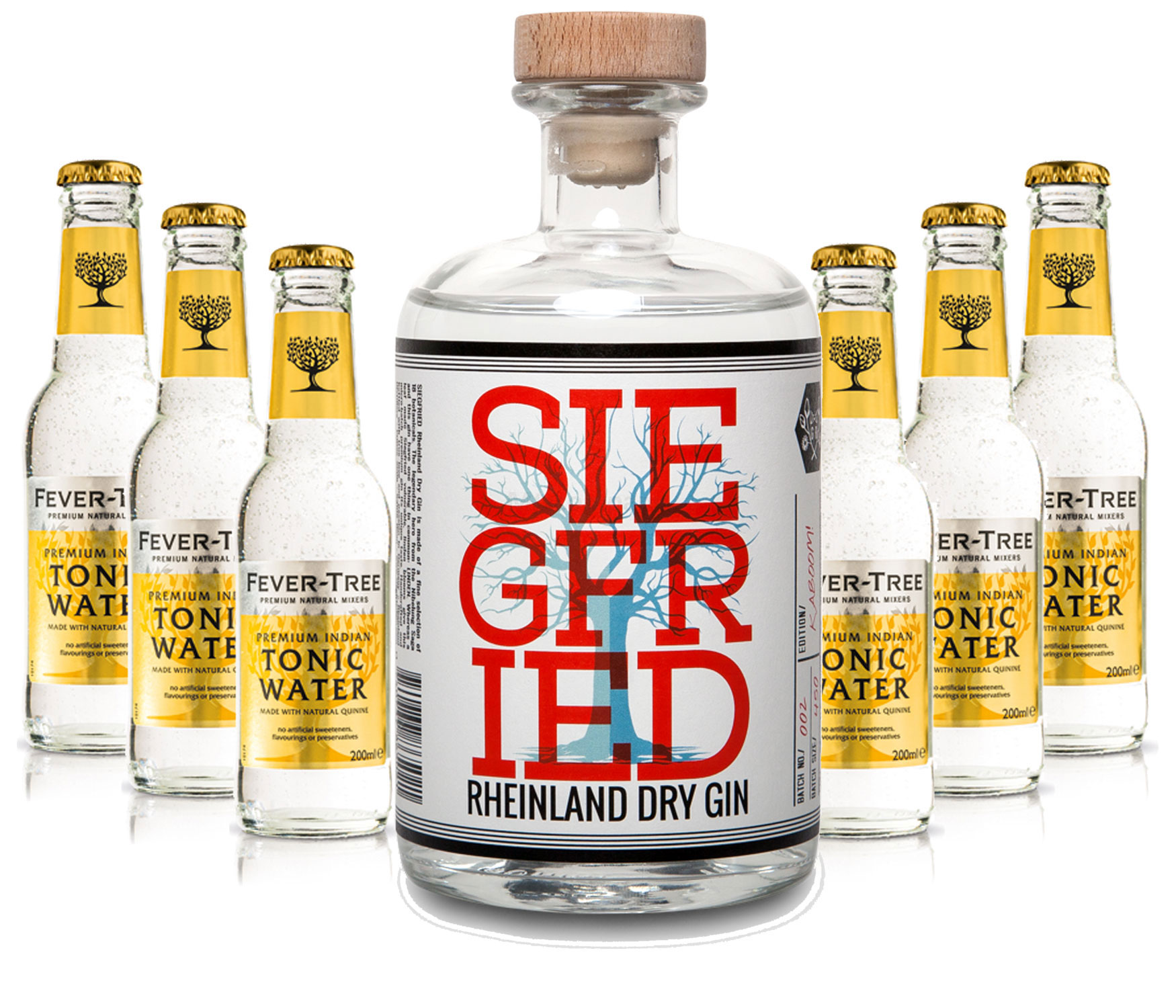 Gin Tonic Set - Siegfried Rheinland Gin 0,5l (41% Vol) + 6x Fever Tree Tonic Water 200ml inkl. Pfand MEHRWEG