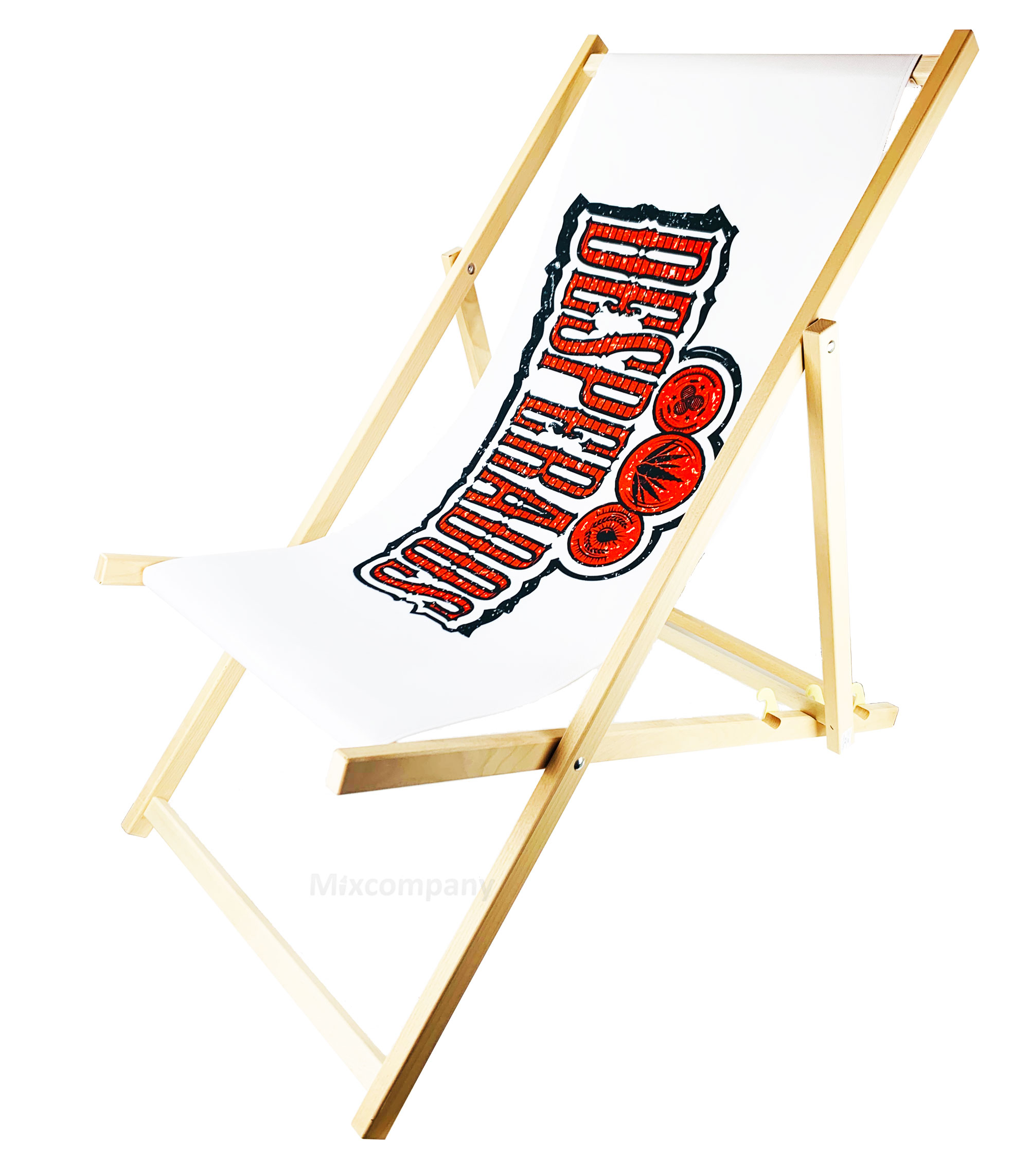 Desperados Bier Liegestuhl aus Buchenholz dreifach verstellbar Beach Party Festival Sommer Relaxliege
