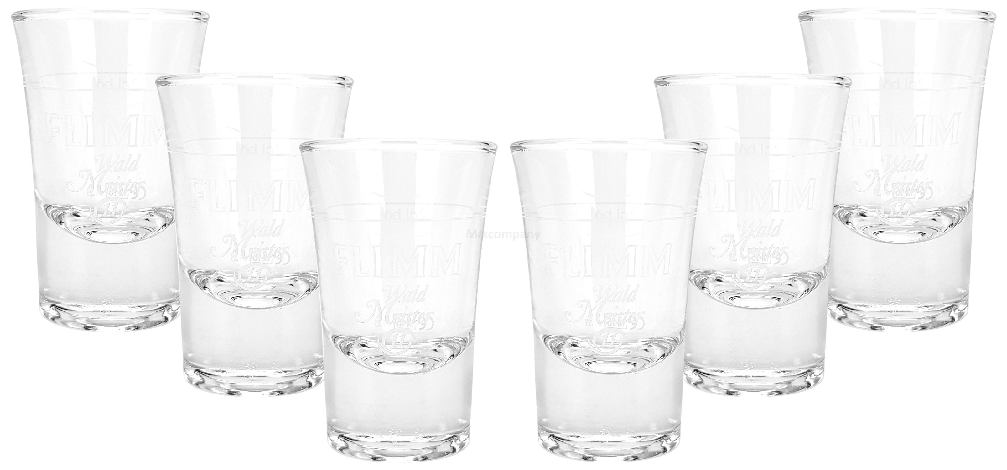 Flimm Waldmeister 11 Vodka Shotglas Glas Gläser Set - 6x Shotgläser 2cl geeicht