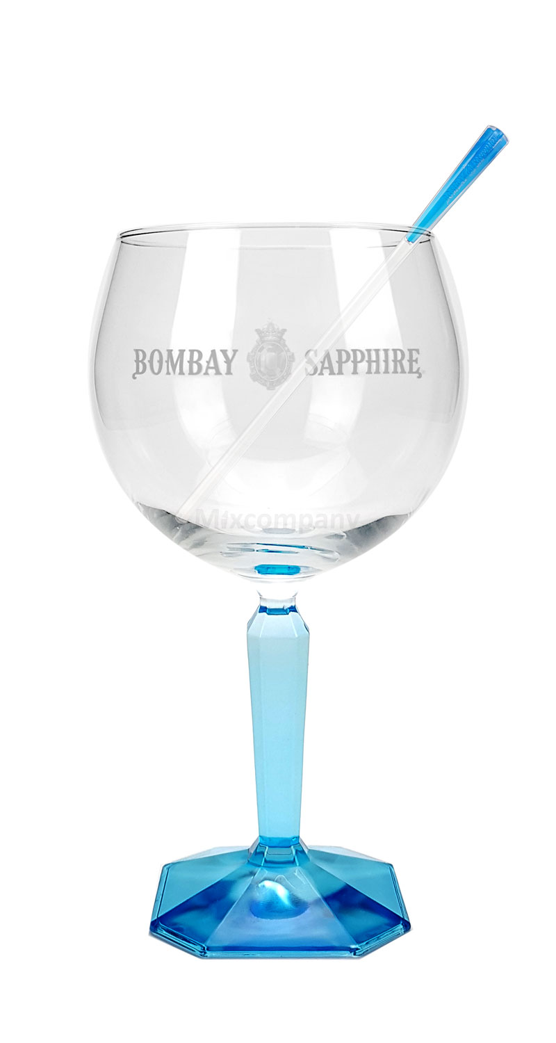 Bombay Sapphire Ballon Glas Ballonglas Weinglas + Bombay Stirrer