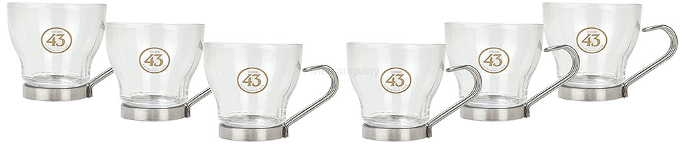 Licor 43 Shot Gläser - 6er Set Shotgläser / Schnapsglas / Espresso Tasse /Glas / Gläser Set mit Henkel Likör Liquor 43er