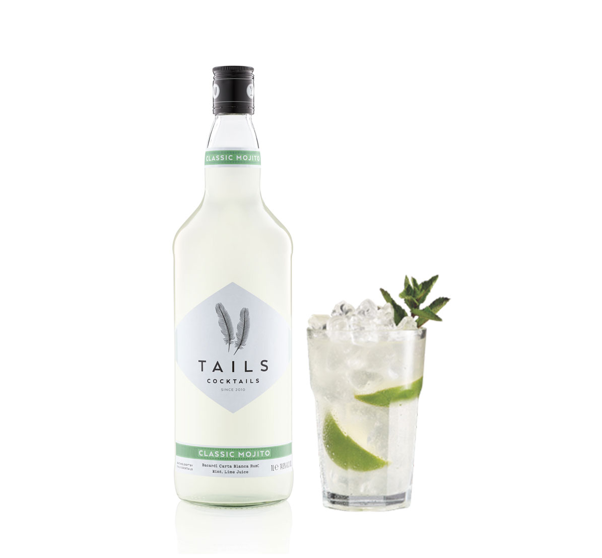 Tails Cocktails Geschenkset classic Mojito 1L (14,9% Vol) mit 6 teiligem Barset Fertig Cocktail Ready to Drink- [Enthält Sulfite]