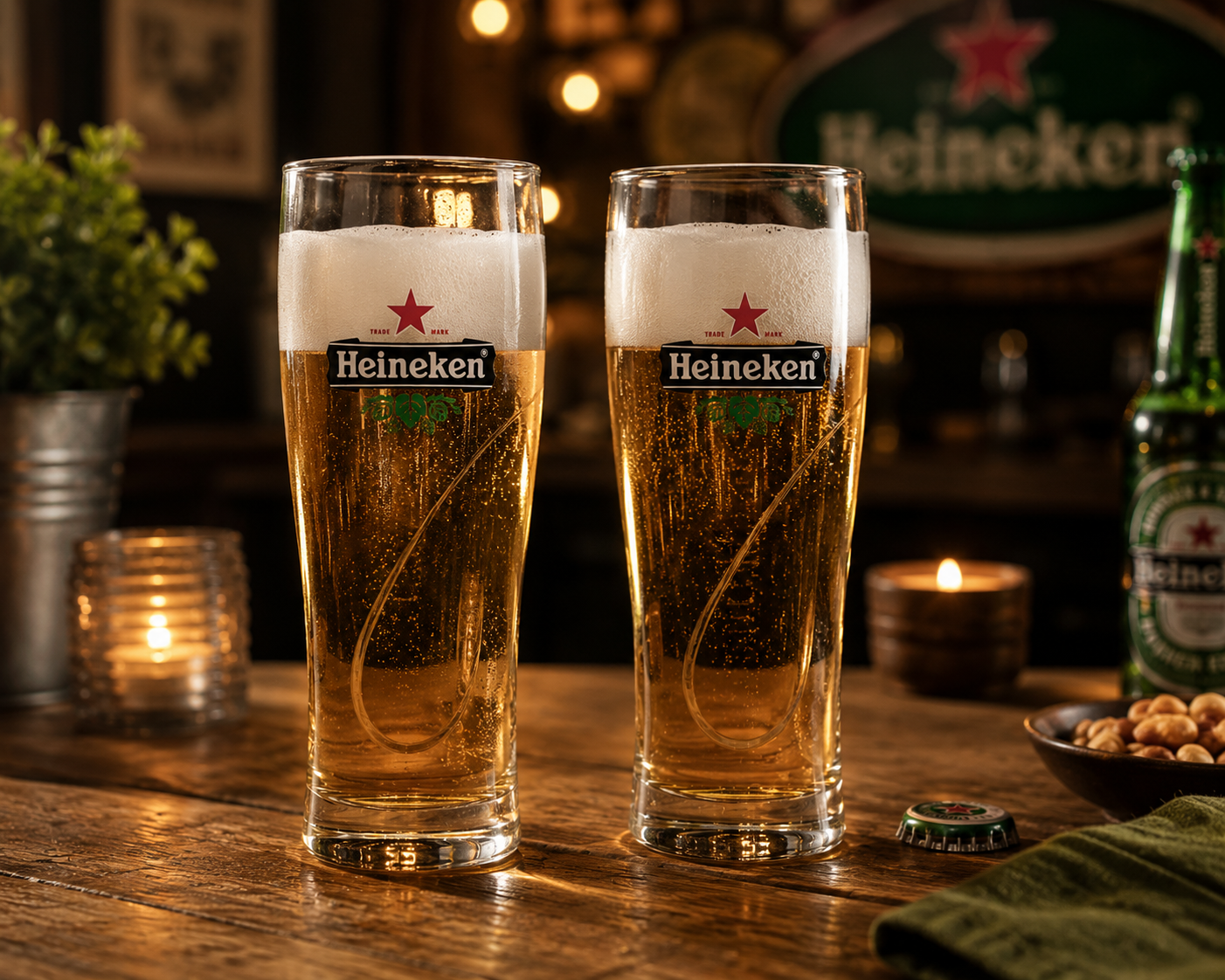 Heineken Biergläser 0,3L 2er Set Original Biergläser mit Eichung 