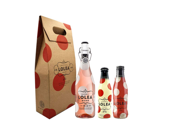 Lolea Geschenkset Sangria N°5 Rose 0,75L (8% Vol) + 2 Minis GRATIS 1xROT 0,2L (7% Vol) 1xWEIß 0,2L (7% Vol) in Trage Verpackung gepunktet Rotwein Weißwein Rosewein Sangria- [Enthält Sulfite]