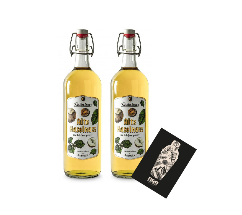 Raunikar - 2er Set Alte Haselnuss Schnaps - 2x 1L (38% Vol)- [Enthält Sulfite]