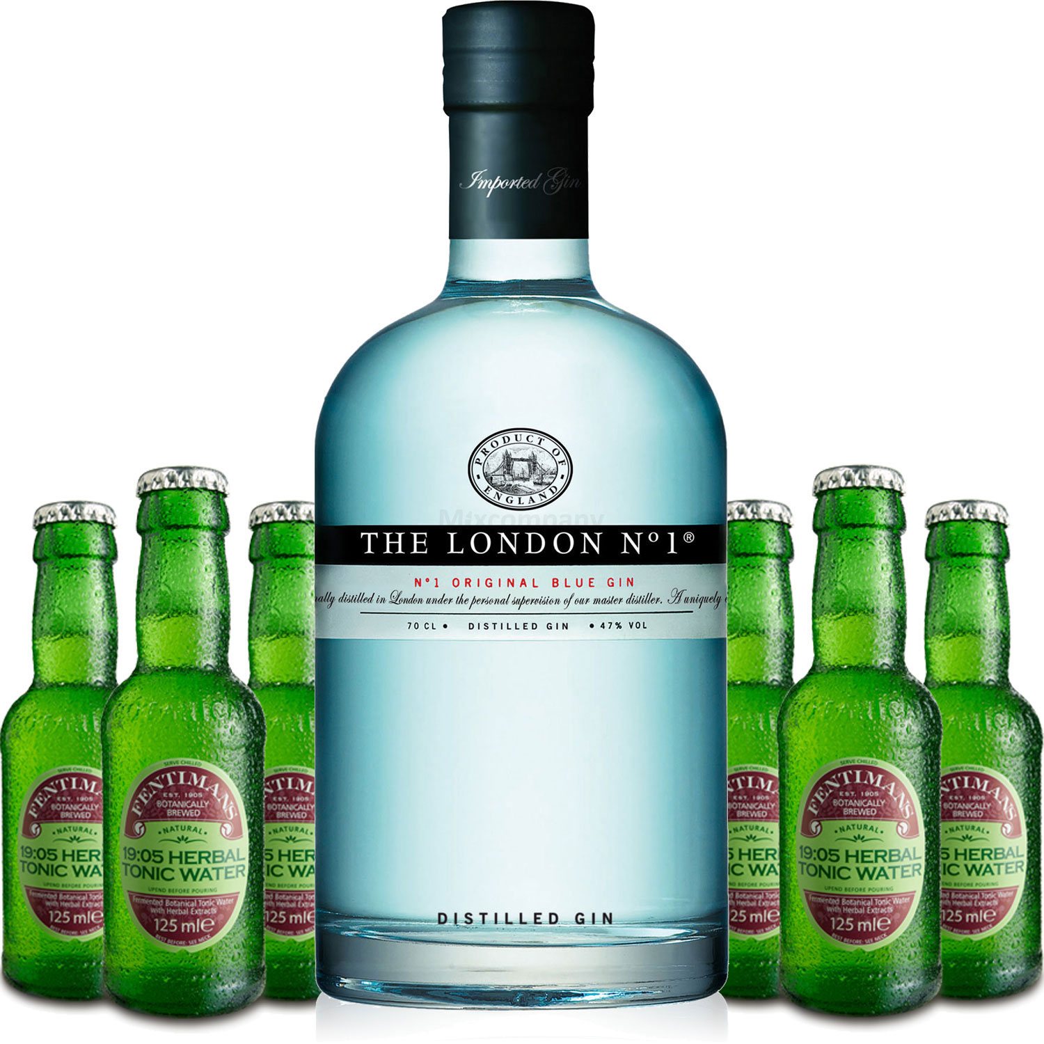 Gin Tonic Set - The London N1 Blue Gin 0,7l 700ml (47% Vol) + 6x Fentimans Herbal Tonic Water 200ml inkl. Pfand MEHRWEG