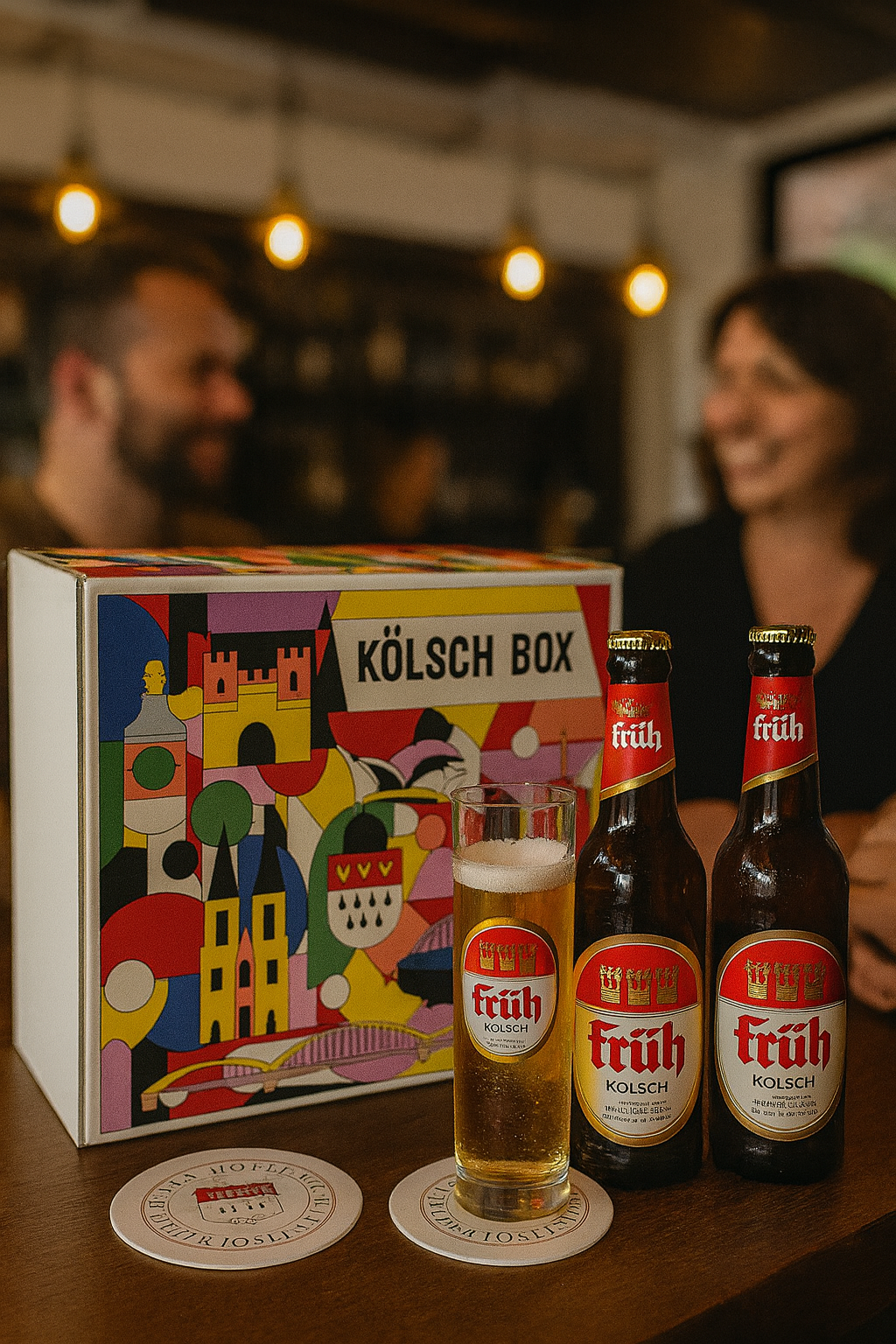 Früh Kölsch Geschenkset - 2x Früh Kölsch 330ml (4,8% Vol) + 2x Früh Gläser + 10x Früh Bierdeckel - Inkl. Pfand MEHRWEG