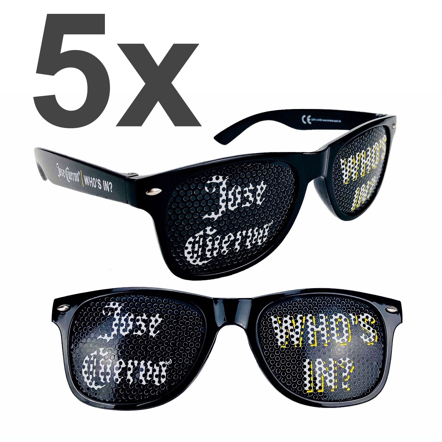 5x Jose Cuervo who s In Sonnenbrille Partybrille Nerd Brille Stückcooleartikel Spaßbrille mit UV-Schutz 