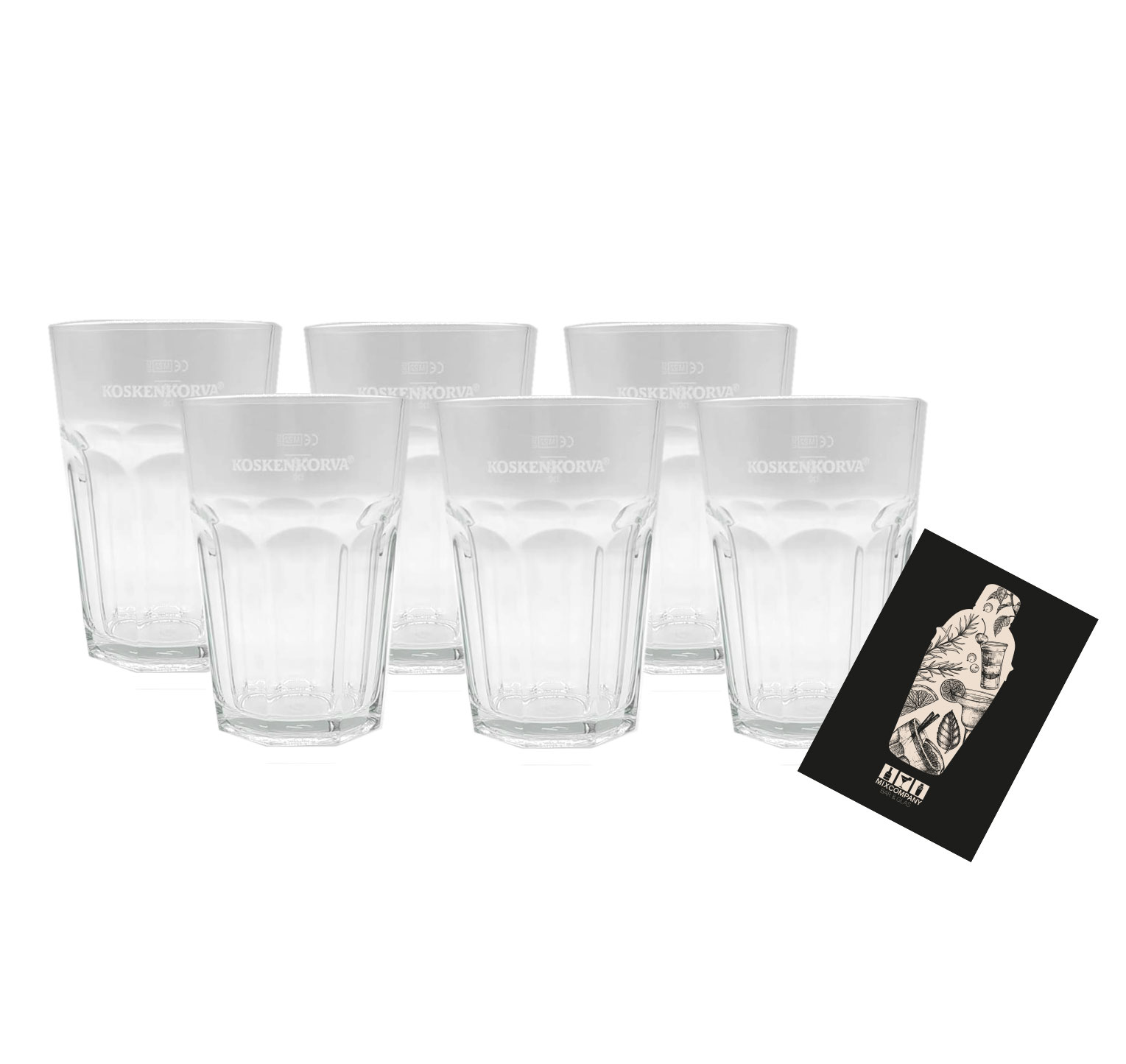 Koskenkorva Vodka Longdrinkglas 6er Set Longdrink Glas Gläser - 0,3L Eichung