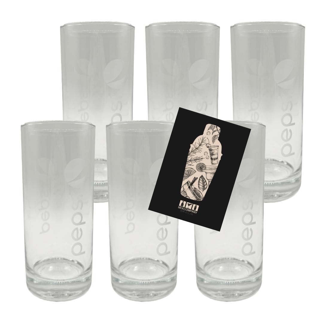 Pepsi Longdrinkglas 6er-Set – 0,3L geeicht, stilvolles Glas für Softdrinks & Cocktails