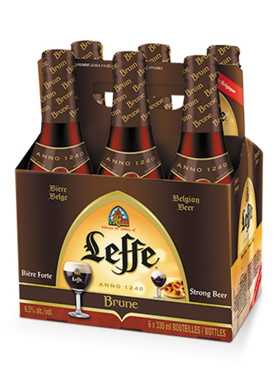 Leffe Brune belgisches Abtei stark Bier Six Pack - 6x 330ml (6,5% Vol) -[Enthält Sulfite] - Inkl. Pfand MEHRWEG