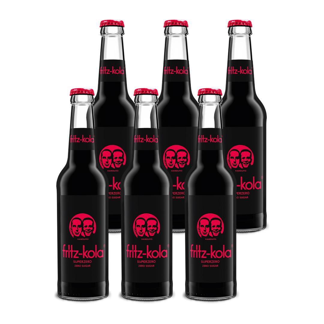 fritz-kola Super Zero 6x 0,33L – Zuckerfreie Cola, koffeinhaltiges Erfrischungsgetränk, inkl. Pfand MEHRWEG