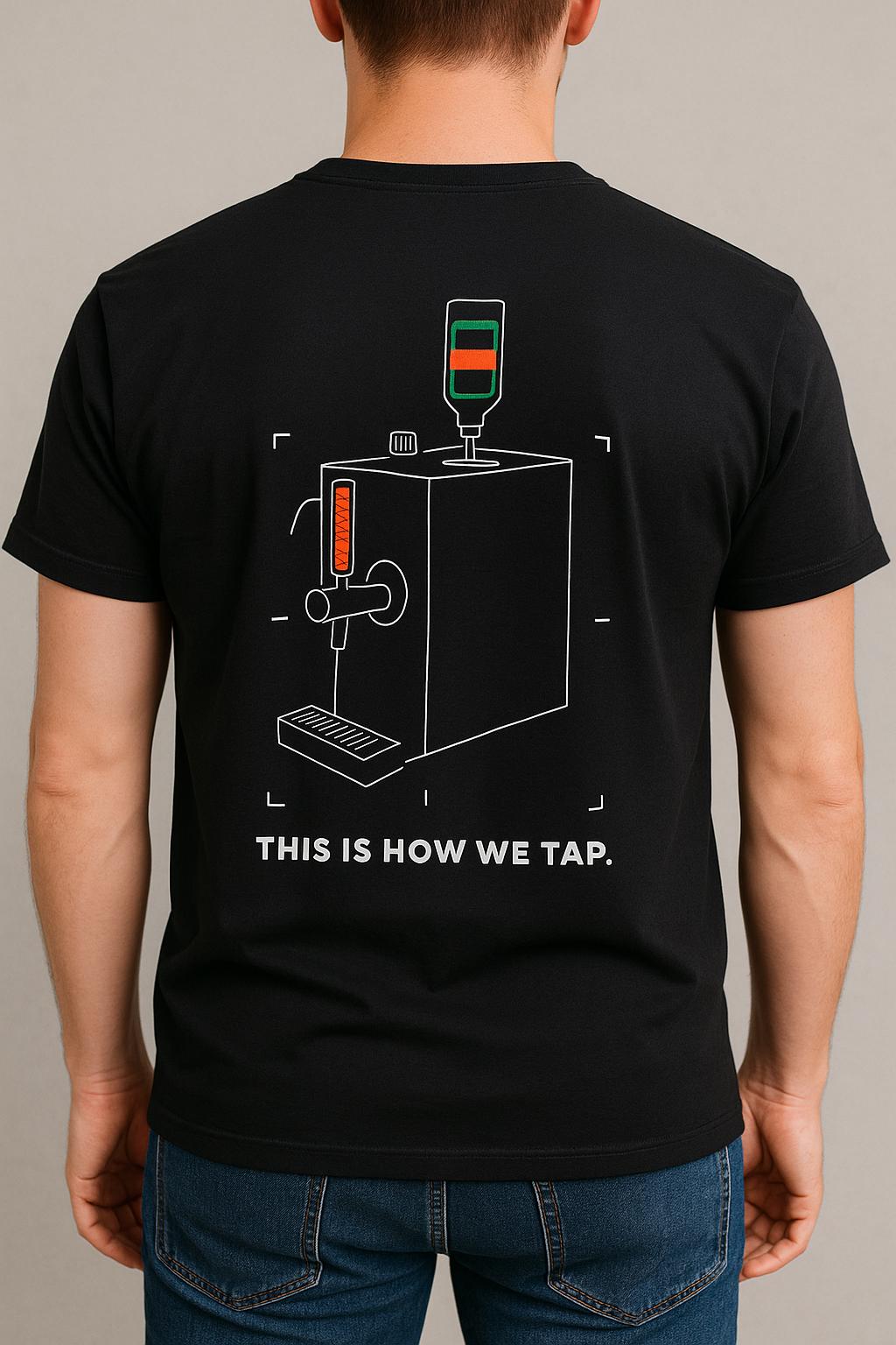 Jägermeister T-Shirt Schwarz Größe L – „This is how we tap.“ | Rückendruck & „Die Nacht gehört euch“