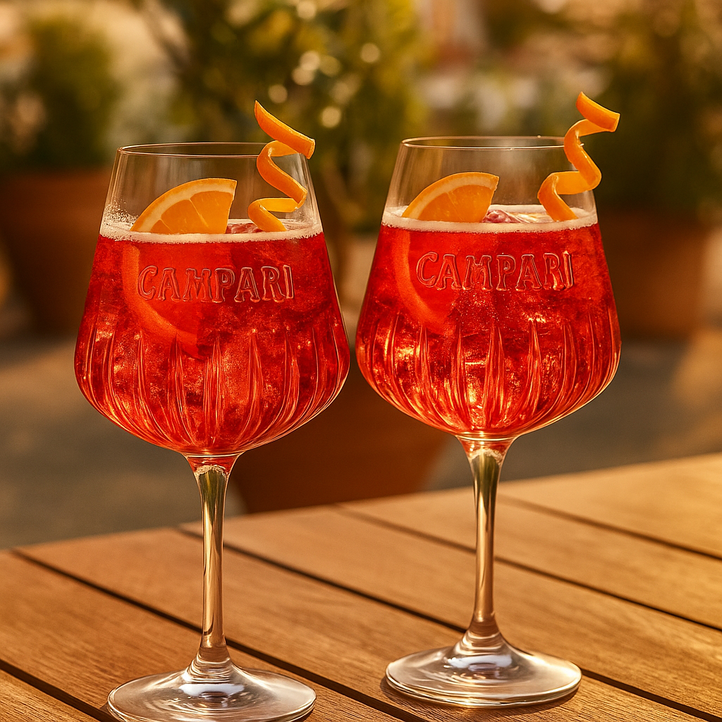 Campari Cocktailgläser – 2er Set | Original Campari Weingläser 0,49 L | Premium Aperitivo & Spritz Gläser im italienischen Design