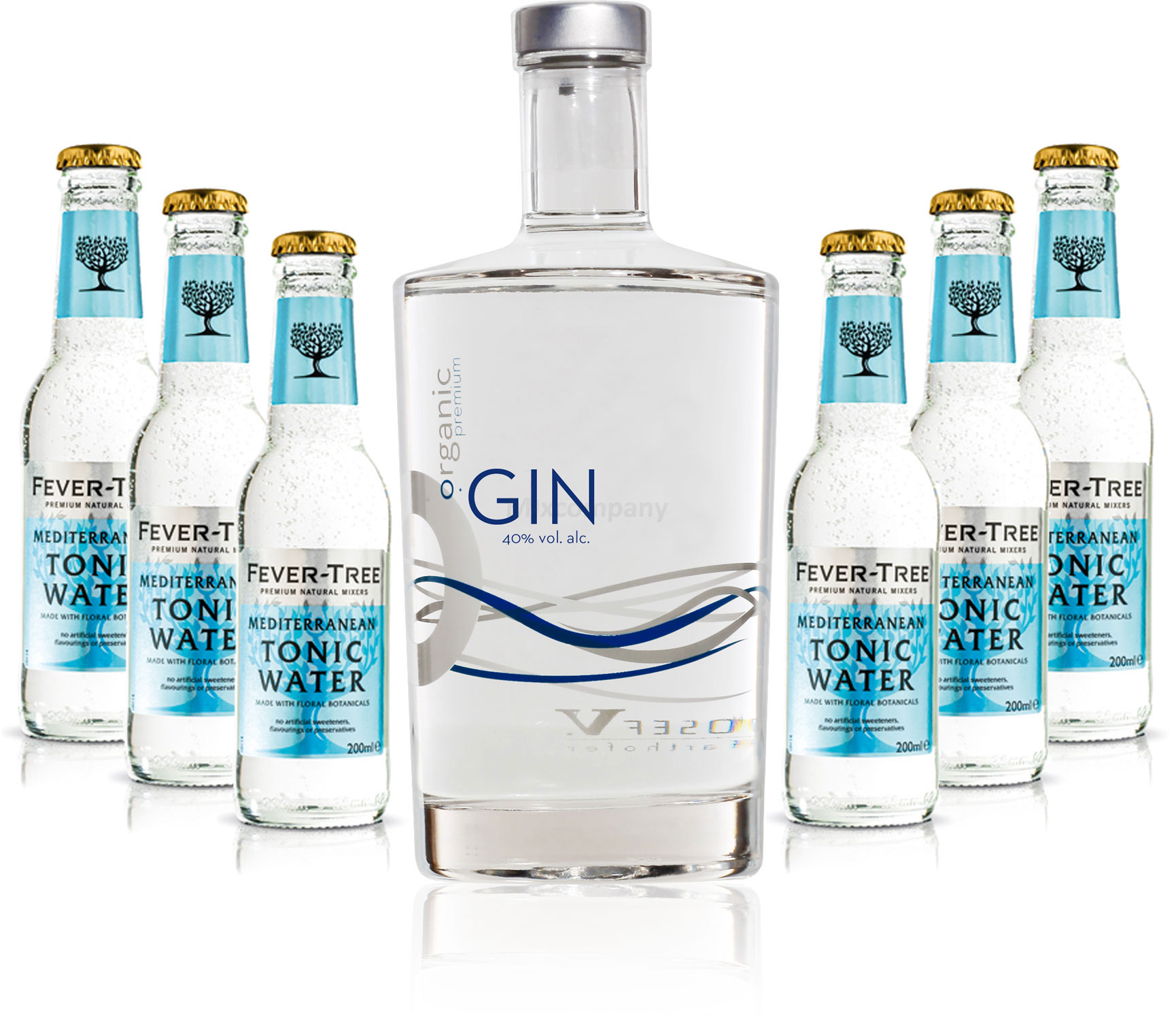 Gin Tonic Set - Organic Gin 0,7l 700ml (40% Vol) + 6x Fever Tree Mediterranean Tonic Water 200ml inkl. Pfand MEHRWEG