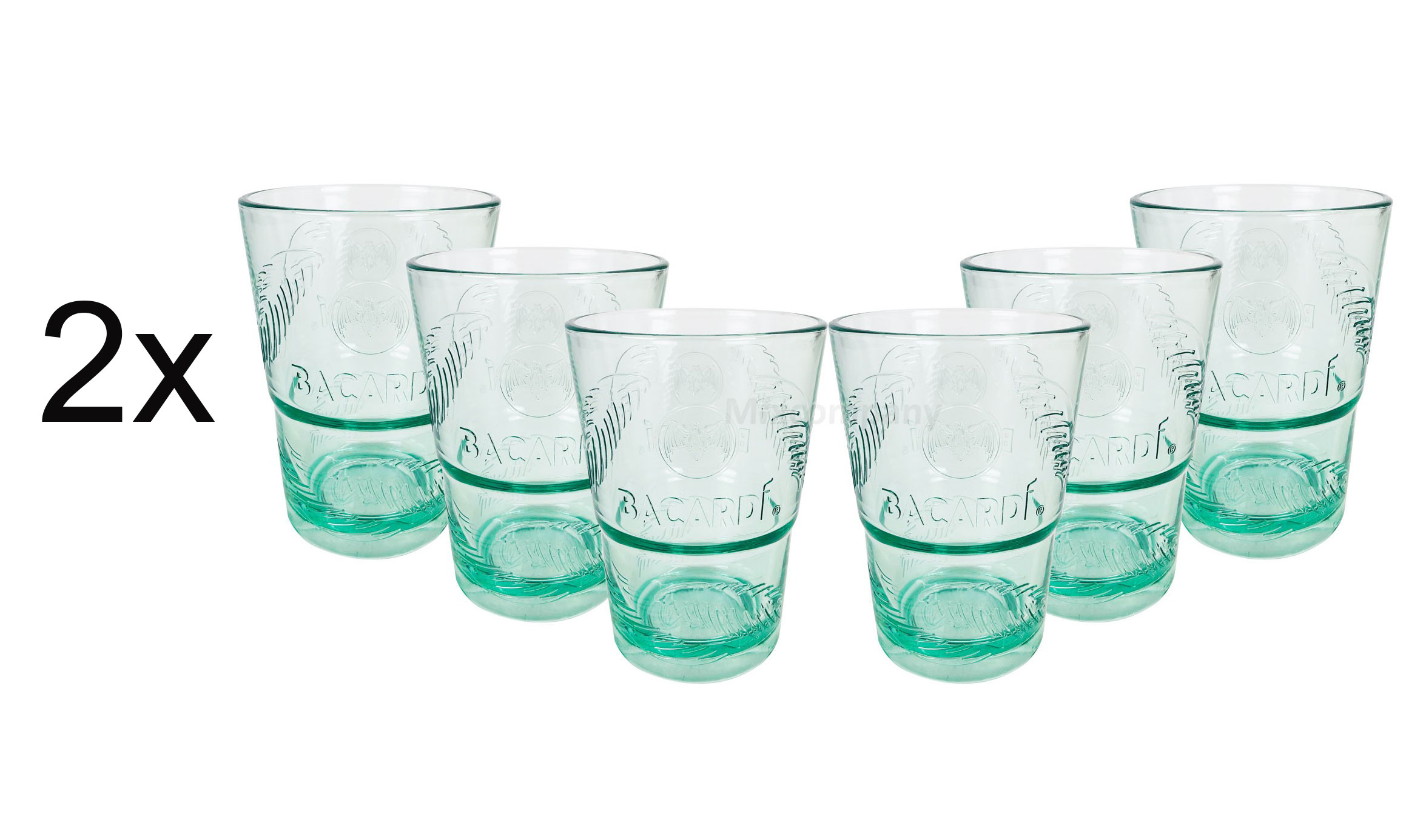 Bacardi Rum KUNSTSTOFF Glas - Gläser Set - 12x Kunststoff Gläser Mojito Longdrinkglas Cuba Libre Cocktail Bar