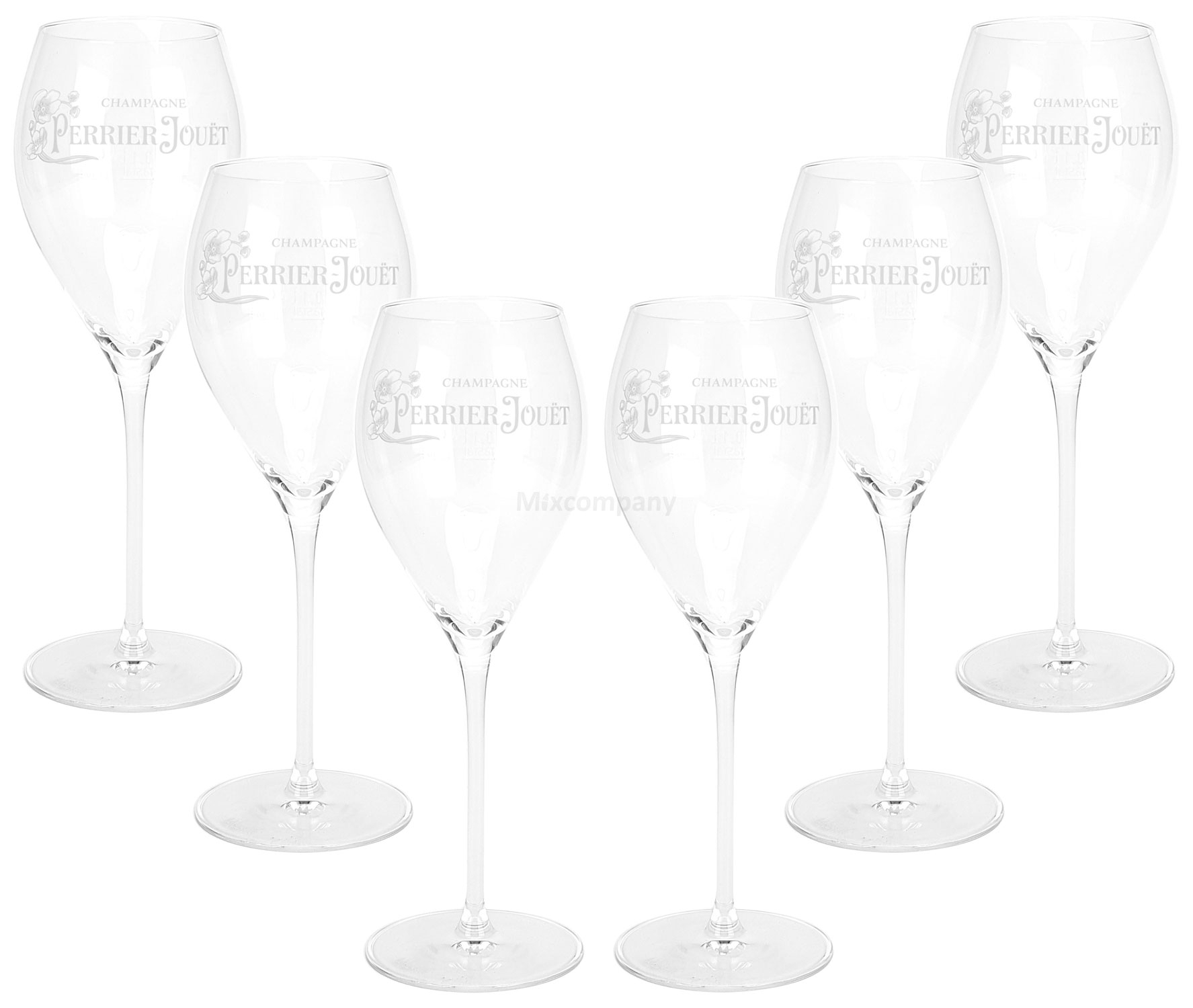 Perrier-Jouet Champagner Prosecco Glas Gläser Set - 6x Gläser 0,1l geeicht